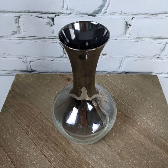 Silver fade mid century wine decanter / vase, queens lusterware glass decanter - Picture 4 of 5